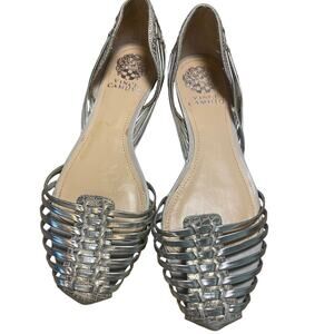 Vince Camuto Silver Metallic Woven sandal Snakeskin Detail Size 9M